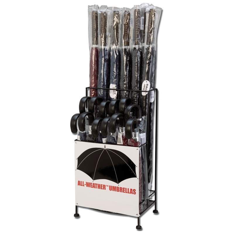 All Weather 24pc Polyester Umbrellas in Metal Display Stand