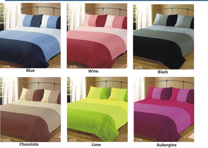 DOUBLE BED DUVET / QUILT COVER BEDDING SET LEXIE 3 TONE