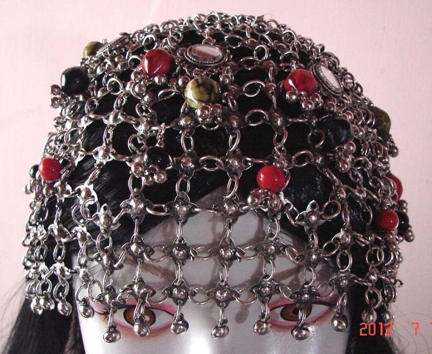 KUCHI BELLY DANCE HEAD PIECE TIARA HAT CAP BANJARA TRIBAL GYPSY BOHO 