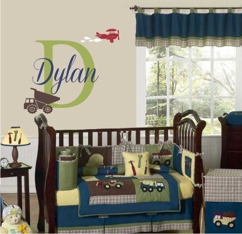   trucks construction vinyl wall sticker   match crib, twin bedding