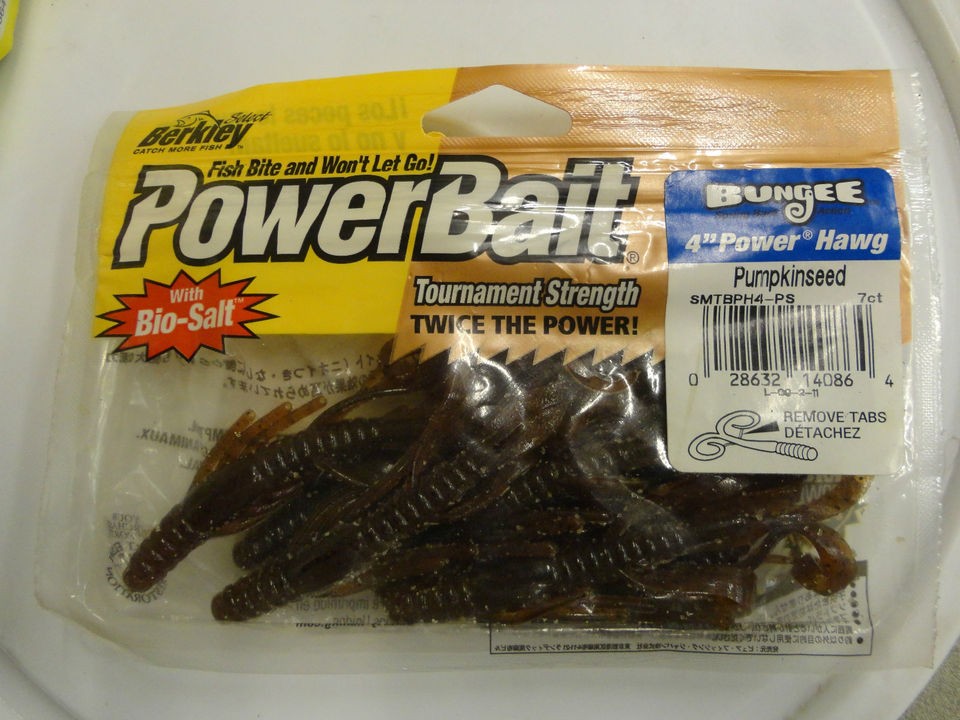 Berkley Powerbait Bungee, 4 Power Hawg, Pumpkinseed, 7 Count (New)