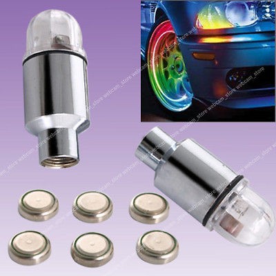 4pcs Car Auto Bicycle Bike Tyre Wheel Valve Cap Stem LED Light 