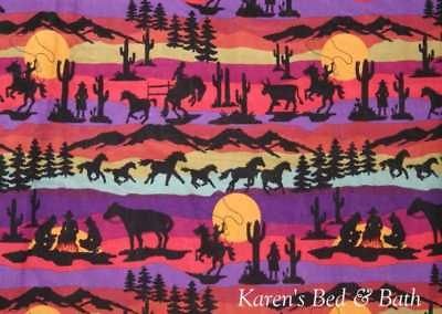 Tejas Western Desert Cactus Cowboy Horse Sunset Valance