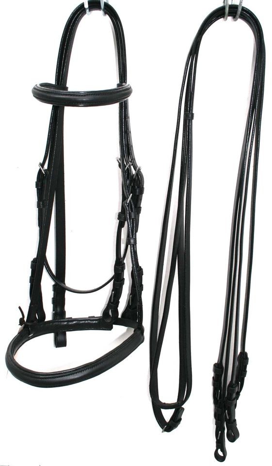 Weymouth Double Bridle Horse Riding English Leather Padded Horse Size 