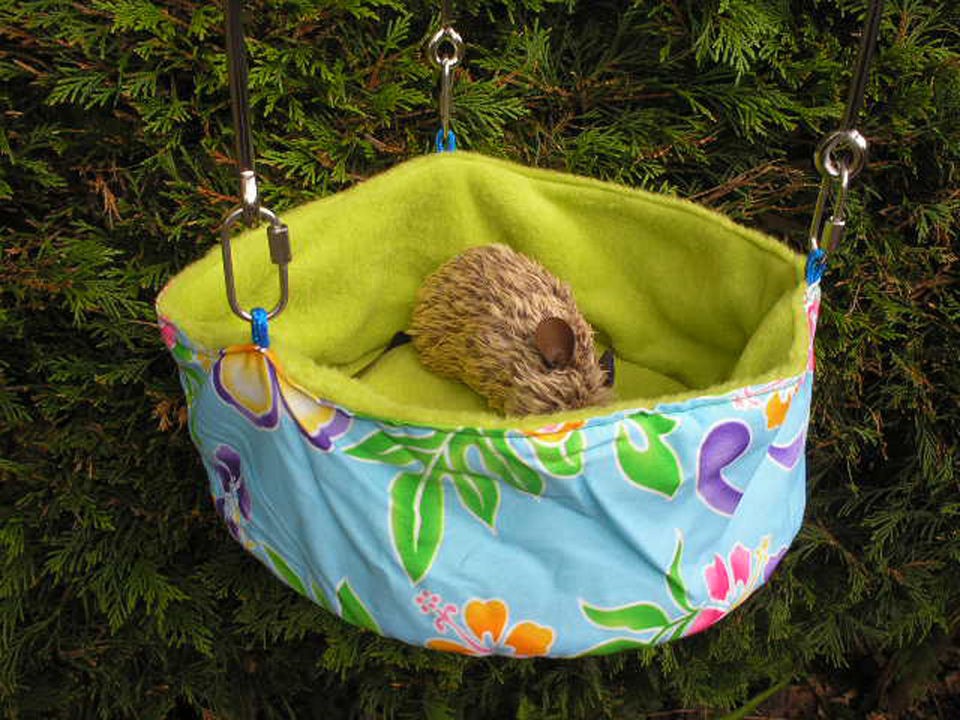   JUNGLE NEST fleece lined ~ bird ferrets rats hammock bed 4 cage BLUE