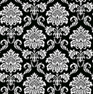 damask wallpaper black in Rolls & Sheets