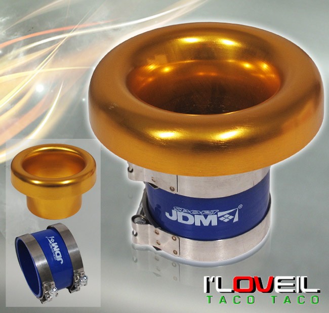 INLET GOLD ALUMINUM TURBO/SUPERCHA​RGER VELOCITY STACK W/ COUPLER 