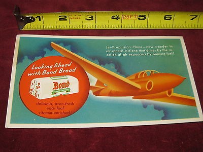 VINTAGE INK BLOTTER ADVERTISING BOND BREAD JET PLANE AVIATION