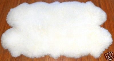 white new Sheepskin Bowron Australian quad 6 x 4 rug