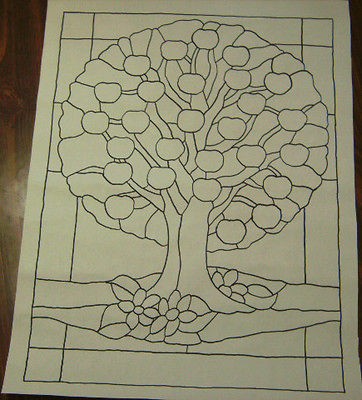 Family Name Apple Tree Design Rug Hooking Pattern on Paper