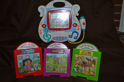 Learn Through Music with 3 Cartridges Barney, Dora, and Sesame Street 