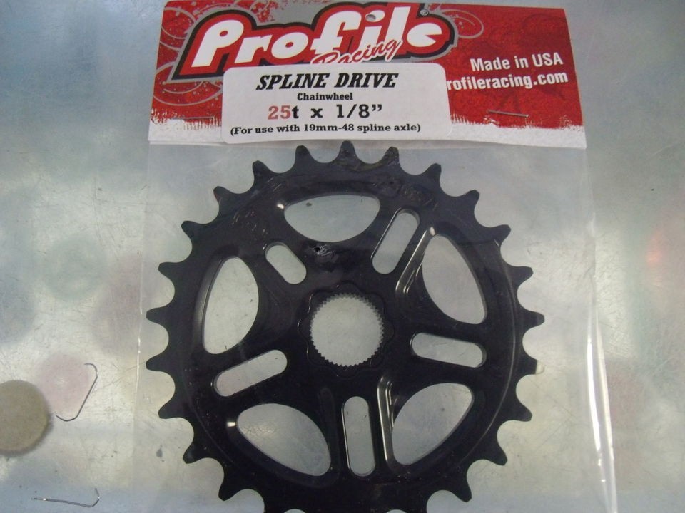 PROFILE RACING SPLINE DRIVE 25T BLACK BMX SPROCKET