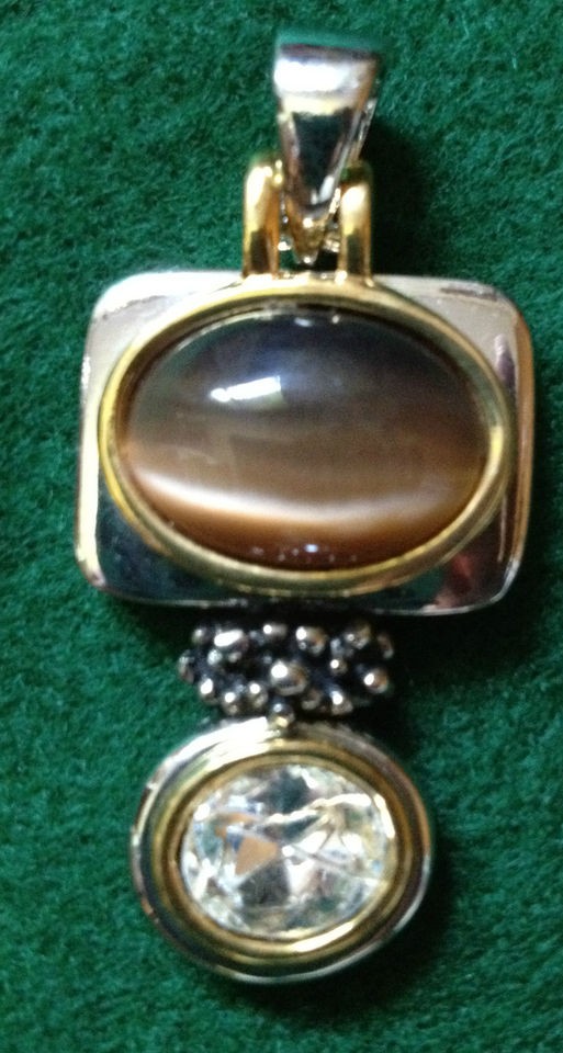   Remington (Lia Sophia) Brown Tigers Eye Silver Slide & Earrings Set