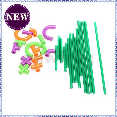 DIY Crazy Straw Set Construct Imagine Wacky 30 Parts Fun Flexible