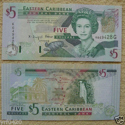 Eastern East Caribbean Grenada Paper Money $5 UNC