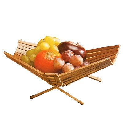 Chef Collection Foldable Bamboo Fruit Produce Basket Bowl 100% Eco 