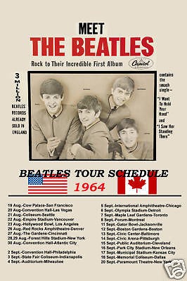 British Invasion The Beatles 1964 USA Tour Poster