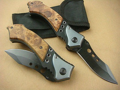 Browning Folding Saber Camping Hunting Rescue Wood Handles Pocket 