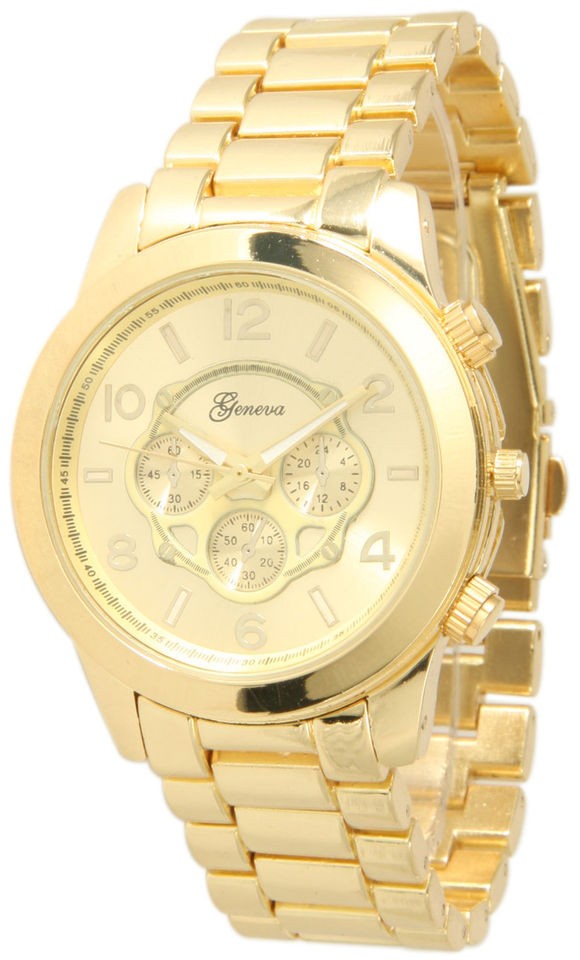   Ceramic Style Designer Inspired Medium Sized Boyfriend Watch Gold