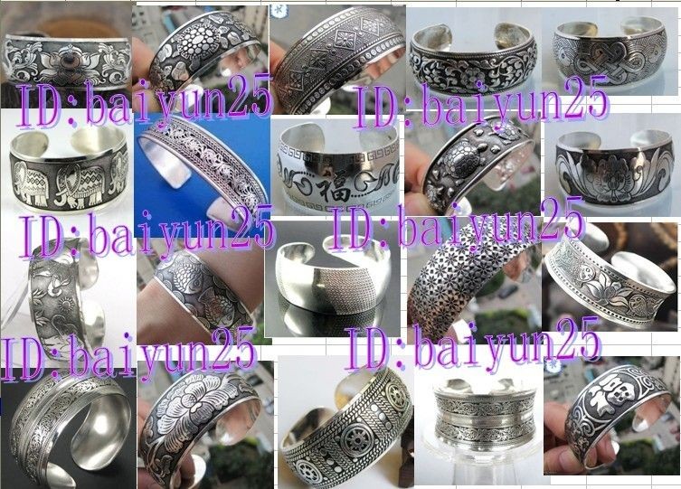   Tibet Silver totem blessings Cuff open men bangle Bracelet  20 styles