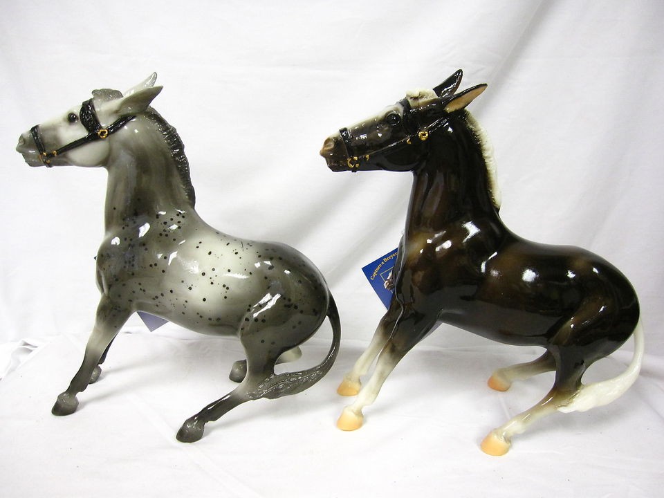 BREYER HORSE MODELS DOLLY & MOLLY BALKING MULES GLOSSY CHARCOAL 