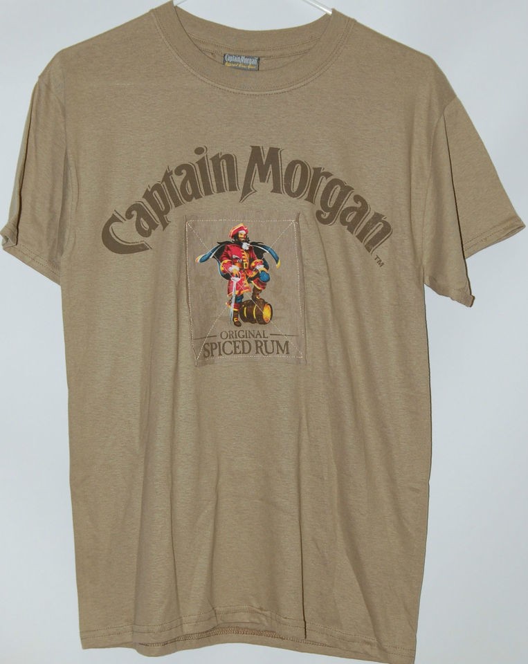 Captain Morgan Front Patch beige tan T Shirt tee pirate spiced rum