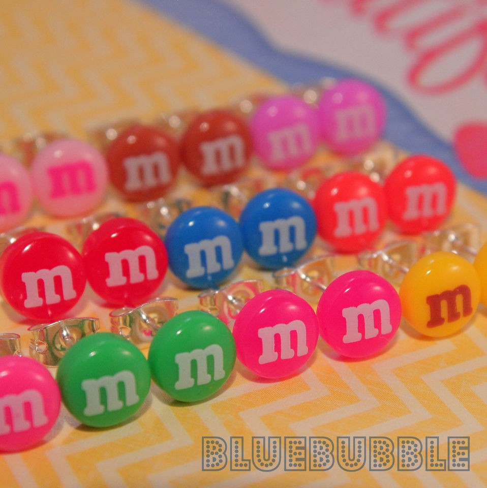 FUNKY MINI CANDY EARRINGS 8MM CUTE KITSCH RETRO SWEET POP KAWAII STUD 