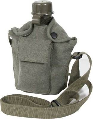 Olive Vintage Carry All Canteen Cover W/ Shoulder Strap