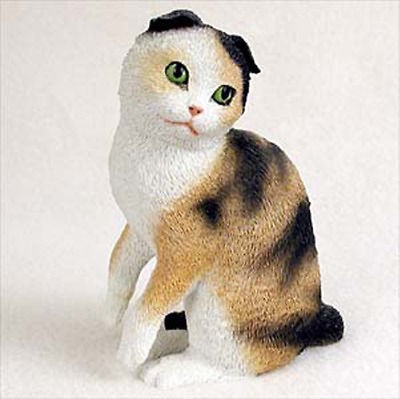 Scottish Fold Hand Painted Cat Figurine Tortoise & Whit