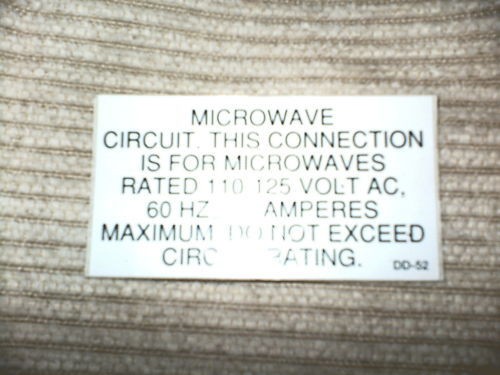 RV Decal Microwave Circuit Rated #503 1 3/4 X 3 1/4