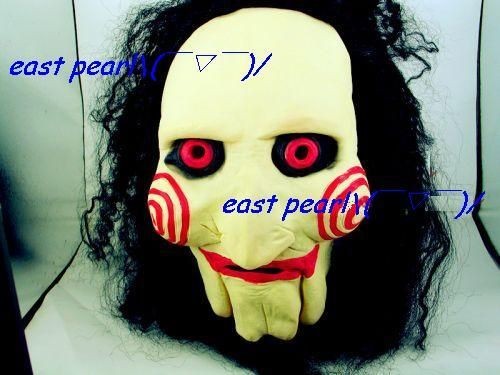 Halloween Movie Saw jigsaw puppet scary face mask with hair cosplay 