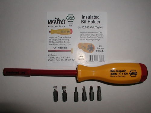 Wiha 6 in 1 Electricians Insulated Bit Holder Screwdriver 38006