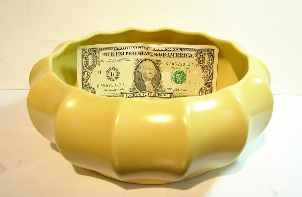 Vintage Haeger Large Yellow Scalloped Bowl Planter Mid Century Modern 