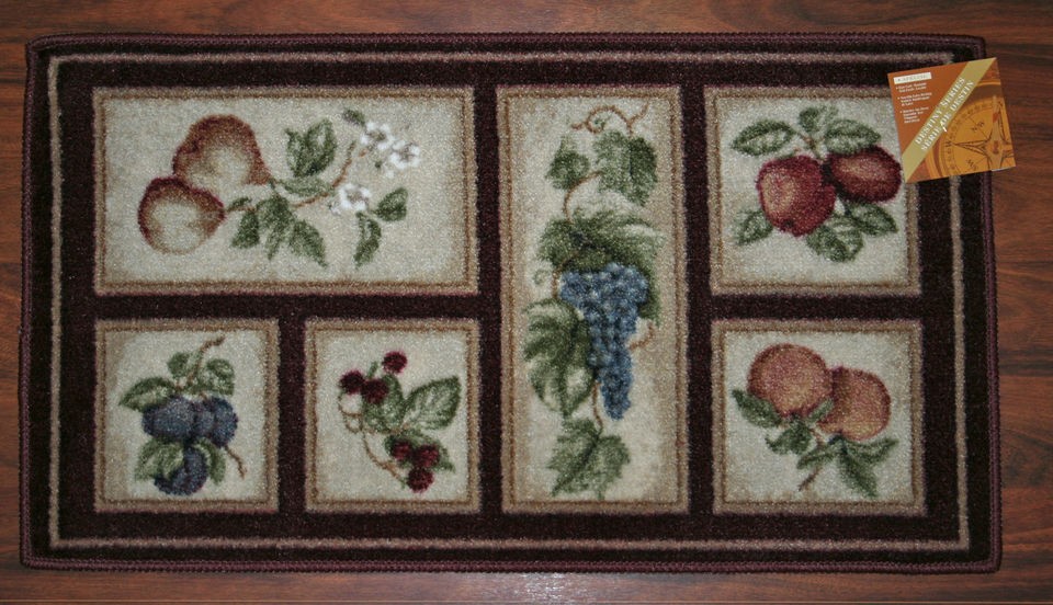 2X3 Kitchen Rug Mat Burgundy Washable Mats Rugs Fruit Grapes Pears 