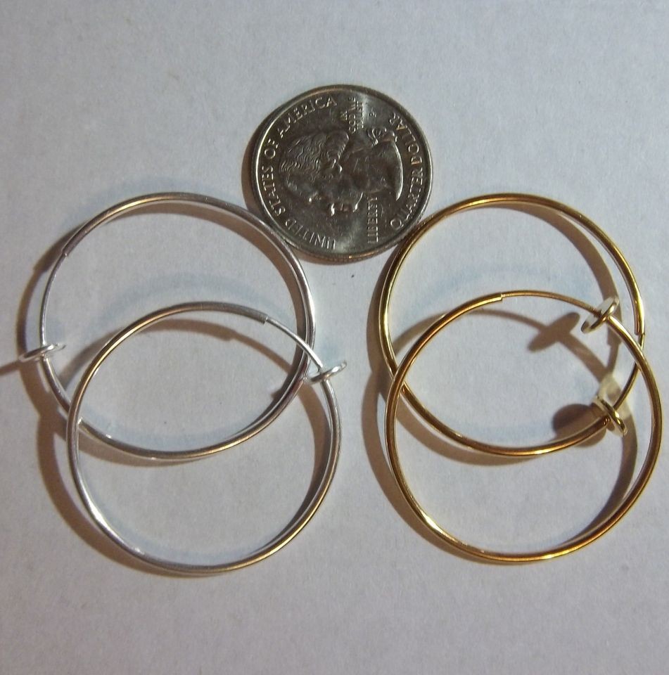   Spring Clip ON GOLD/SILVER PLATE HOOP Non Pierced Earrings JUICEBOX