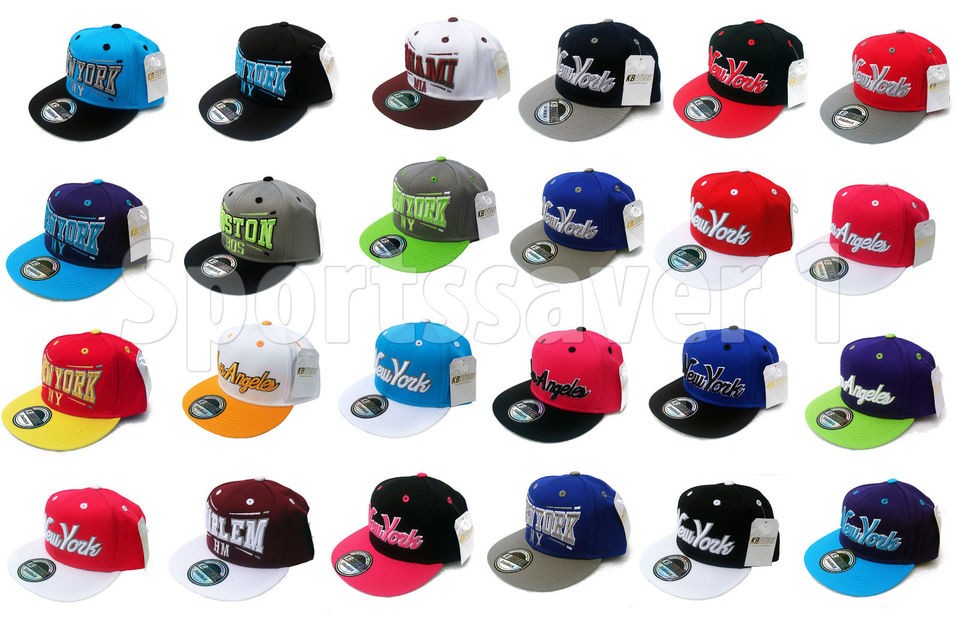 NY SNAPBACK BASEBALL CAPS VARIOUS COLOURS KIDS ONE SIZE