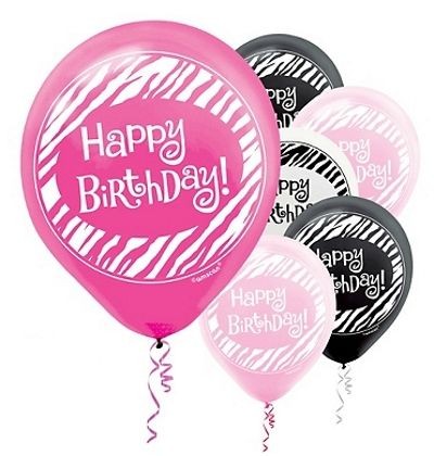   HAPPY BIRTHDAY ZEBRA PRINT LATEX BALLOONS ~ Party Supplies Decorations