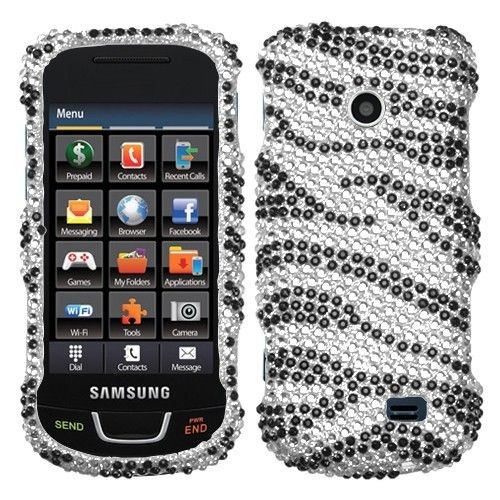 Zebra Crystal Diamond BLING Hard Case Phone Cover Straight Talk 