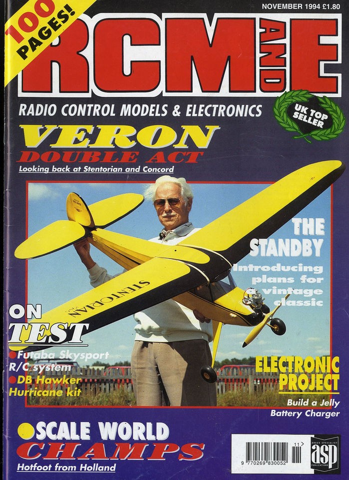   MAGAZINE 1994 NOV VINTAGE VERON   FUTABA SKYSPORT   HAWKER HURRICANE