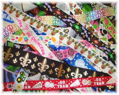   RIBBON SCRAPS GOODIES GROSGRAIN REMNANTS LOT MIX 4 OOAK HAIRBOWS BOW