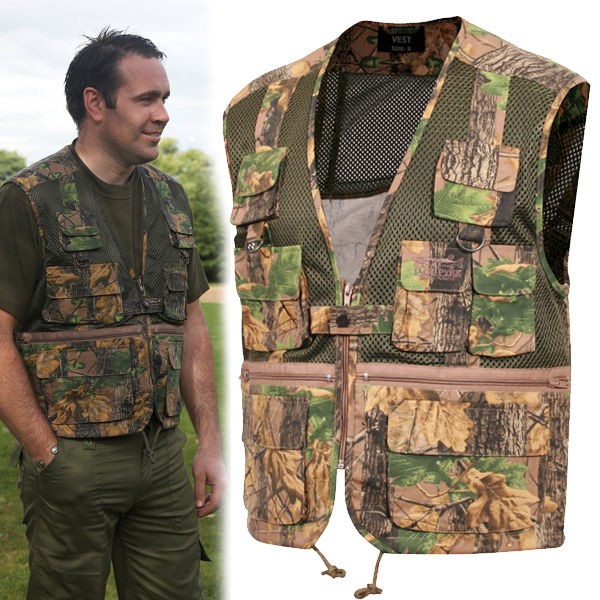 Jack Pyke Camo Hunting / Fishing Mesh Vest Shooting Waistcoat Shotgun 