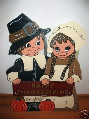 Pilgrim Couple Happy Thanksgiving Yard Art Decoration