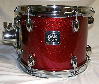 YAMAHA OAK CUSTOM TOM DRUM 10 X 8 RED SPARKLE