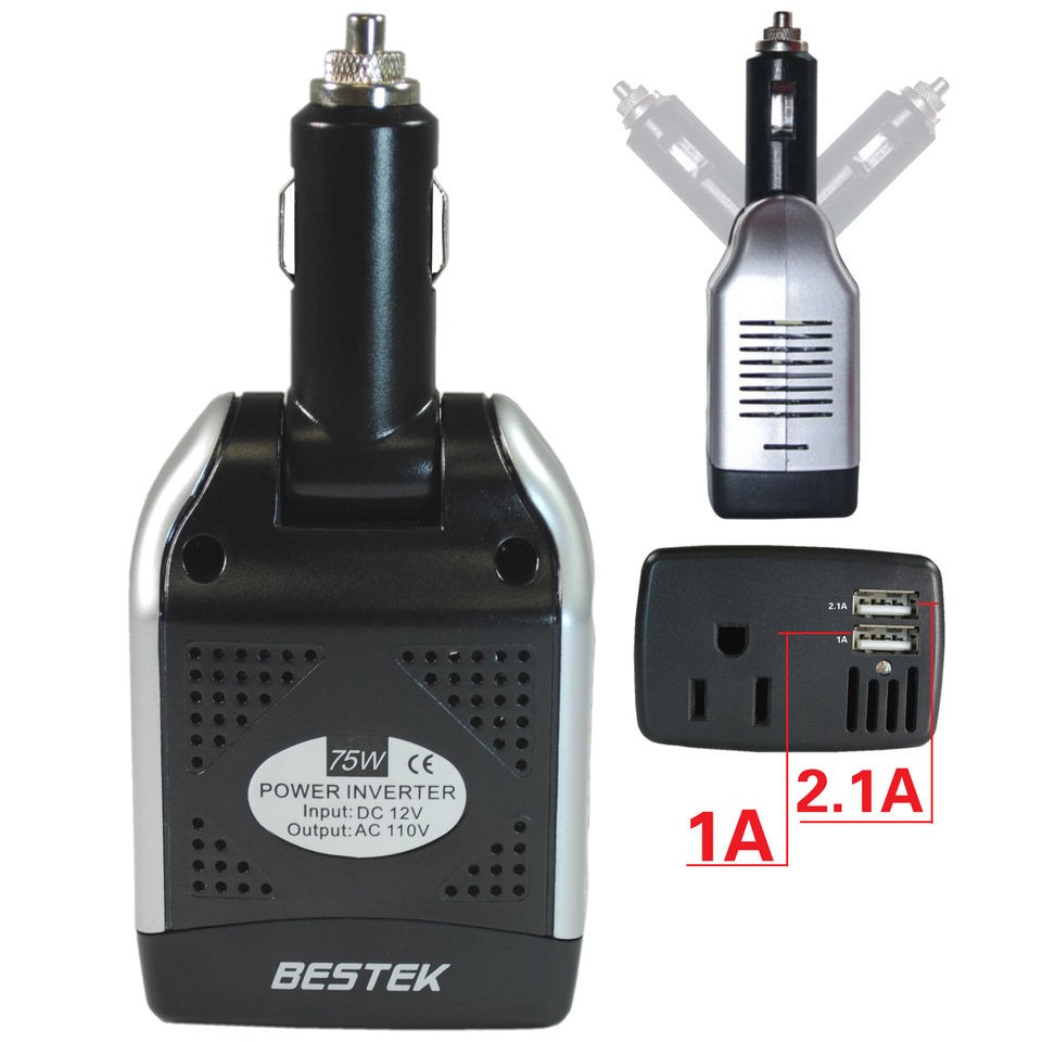   WATT 12V dc to 110v AC power inverter car charger adapter USB swivel