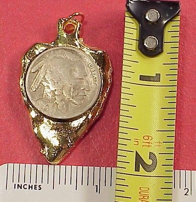 Vintage Arrowhead Indian Head Buffalo NIckel PocketWatch Chain Fob 