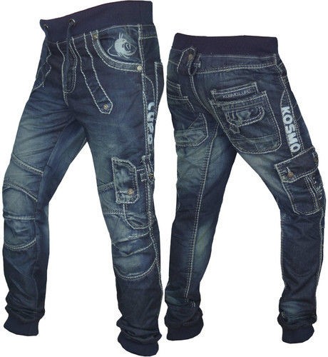 NEW MENS KOSMO LUPO KM 501 BLUE DESIGNER DENIM JOGGER JEANS