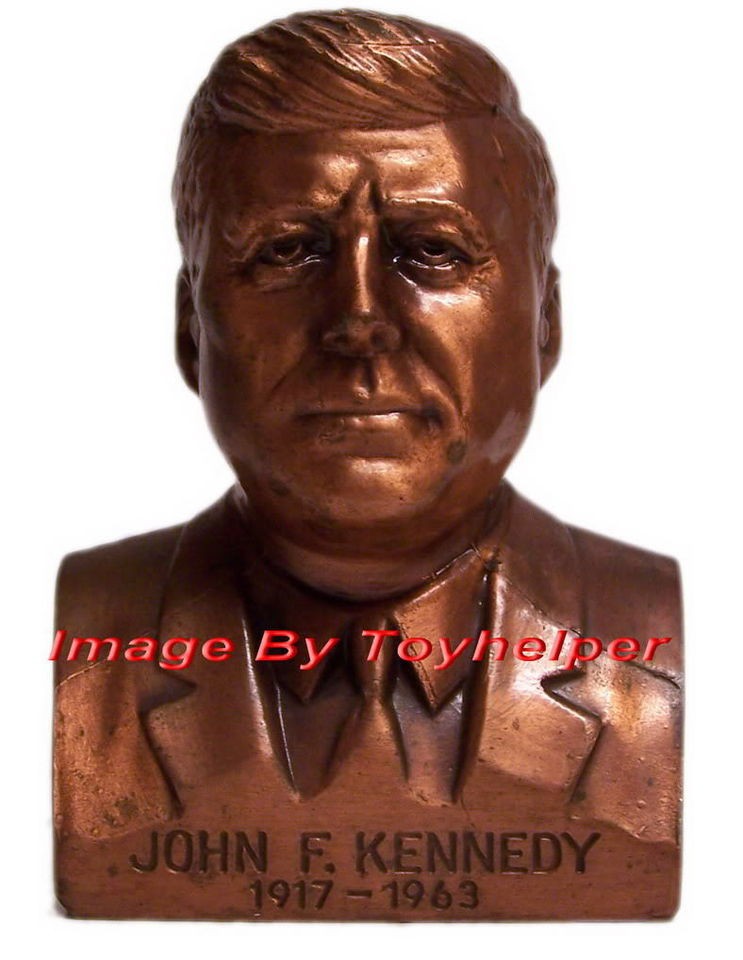 JOHN F KENNEDY BANK STATUE MILITARY WAR PEACE BUST RARE