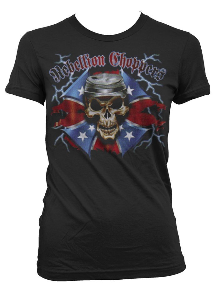 Rebellion Choppers Junior Girls T shirt Rebel South Redneck Southern 