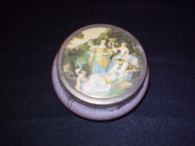 Vintage Powder Jar Glass with Metal Lid Victorian Cold Cream