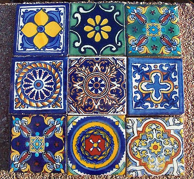   TALAVERA POTTERY 2 tile Hand Made painted MIXED + Venice Italy CD